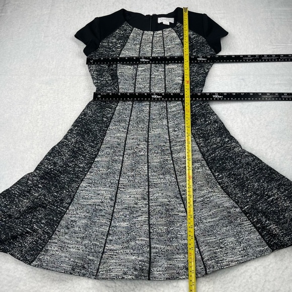 Jessica Simpson Dress Womens 0 Grey Marled Tweed Colorblock Fit and Flare Skater - Picture 5 of 11
